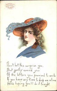 Beautiful Woman Hat & Poem Bour Coffee & Tea Advertising c1910 Postcard