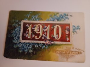 1910 Wishing You a Happy New Year Embossed Postcard Printed in Germany