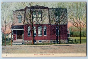 Riverside Rhode Island RI Postcard Public Library Front View Building Trees 1907