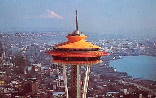 WA - Seattle, Space Needle, Close-Up of Top