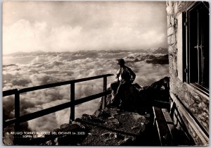 1950 Rifugio Torino Al Colle del Gigante Sopra Le Nobi Real Photo RPPC Postcard