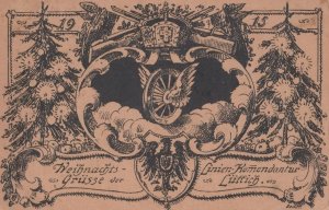 GERMANY LUFFICH CHRISTMAS FELDPOST SOLDIER'S MAIL WW1 MILITARY POSTCARD 1915