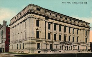 Vintage Postcard City Hall Office Building Indianapolis Indiana IN Majestic Pub.