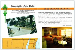 Fort Lauderdale Florida FL Postcard Lamplighter Apartment Motel Scene 1972 Pool