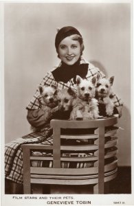 Genevieve Tobin Film Stars & Their Pets Rare Real Photo Postcard