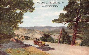 Pikes Peak from Vista Point Royal Gorge Drive Car Colorado 1910c postcard