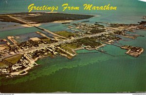 Florida Keys Greetings From Marathon Aerial View 1965