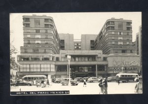 RPPC MEXICO CITY MEXICO HOTEL DEL CHARO OLD CARS VINTAGE REAL PHOTO POSTCARD