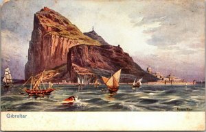 Gibraltar Postcard - Ships Sailboats - Water - Vintage - PC 