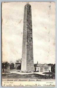 1909  Revolutionary War  Bunker Hill Monument  Boston Massachusetts     Postcard