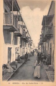 Biskra Algeria Rue des Ouled Nails Street Scene Antique Postcard (J34628)