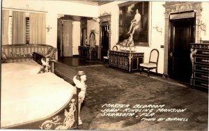 RPPC Master Bedroom John Ringling Mansion Sarasota FL Vintage Postcard X27