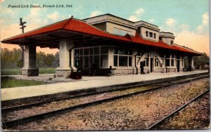 Postcard French Lick Railroad Depot in French Lick, Indiana