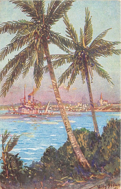 Lot 93 daressalam Dar es Salaam Tanzania Mzizima painting postcard ship