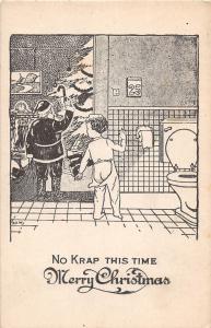 E38/ Santa Claus Merry Christmas Holiday Postcard? c1920s Toilet Butt No Krap 22