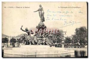 Old Postcard Paris Place De La Nation The Trimophe Of The Republic