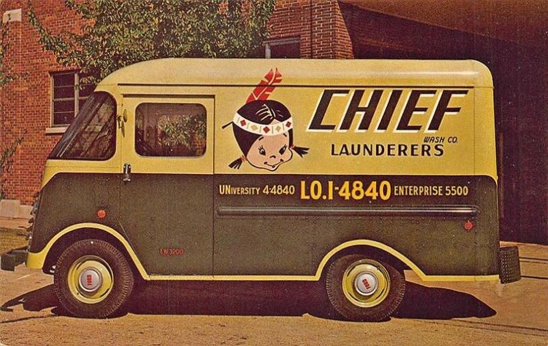 Chicago IL Chief Wash Launders Delivery Truck Postcard