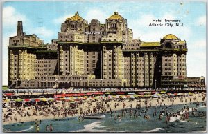 1953 Hotel Traymore Atlantic City New Jersey NJ Beach Bathers Posted Postcard