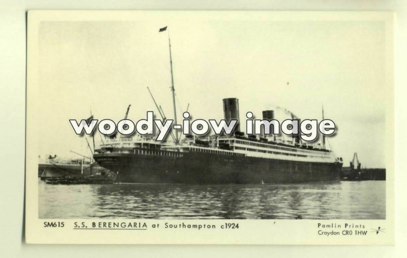 pp1696 - Cunard Liner - Berengaria at Southampton c1924 - Pamlin postcard