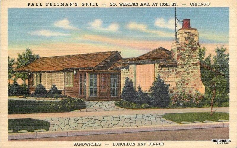 1940s Paul Feltmans Grill Chicago Illinois Teich linen postcard 3722