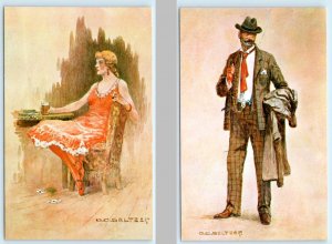 2 Postcards OLAF C. SELTZER Old West Artist GAMBLER & DANCE HALL GIRL c1960s