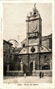 Croatia Zara Piazza Dei Signori Zadar People's Square Vintage Postcard 08.45