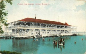 c1907 Postcard; Kursal Dance Hall, Lake Manawa, Council Bluffs IA, Bathers