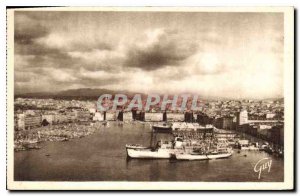 Old Postcard Marseille Bouches du Rhone Le Vieux Port and the City