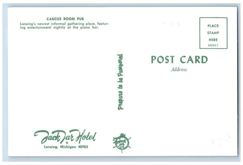 Lansing Michigan MI Postcard Jack Tar Hotel Caucus Room Pub Interior c1960's