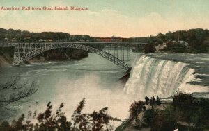 Vintage Postcard 1910's American Fall from Goat Islands Niagara Falls NY