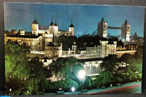 Vintage Postcard United Kingdom London Tower Night