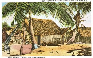 Vintage Postcard 1920s View of Pine Island San Blas Indian Village R. P. Panama