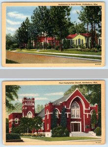 2 Postcards HATTIESBURG, Mississippi MS ~ Homes PARK HAVEN Presbyterian Church