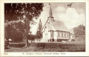 Vtg Cornwall Bridge Connecticut CT St Bridget's Church Postcard