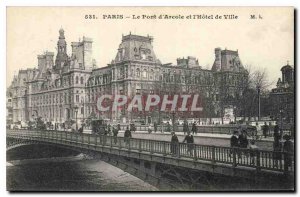 Old Postcard Paris Bridge of Arcola and the Hotel de Ville