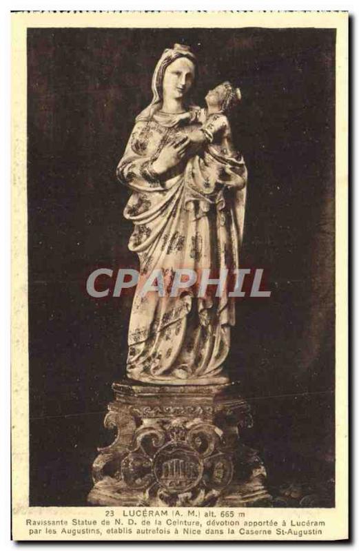 Old Postcard Luceram Lovely statue of Nd Belt