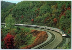 Postcard - Amtrak's Broadway Limited enters the legendary Horseshoe Curve - PA