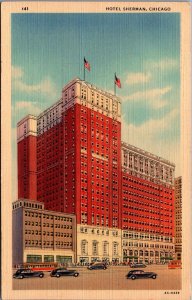 USA Hotel Sherman Chicago Illinois Linen Postcard 09.96