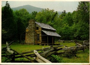 Tennessee Great Smoky Mountains National Park Cades Cove Reconstructed Cabin