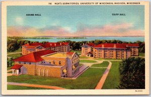 Madison Wisconsin, Men's Dormitories, University of Wisconsin School, Postcard