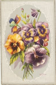 Flowers Nice lot of six (6) old vintage postcards