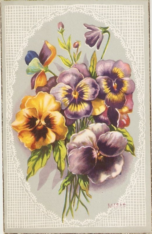 Flowers Nice lot of six (6) old vintage postcards