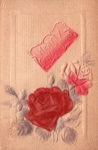 Vintage Postcard 1910's Hearty Congratulations Greetings Beautiful Flowers Roses