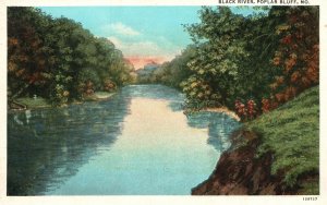 Vintage Postcard 1920's Black River Poplar Bluff Missouri MO Water Trees Nature