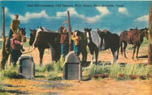 Amarillo horses Tascosa Texas Boot Hill Cemetery Postcard Colorpicture 21-10366