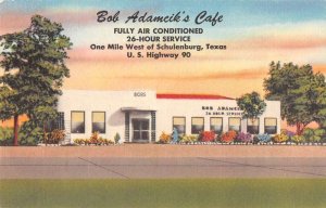 Schulenburg Texas Bob Adamick's Cafe Linen Vintage Postcard AA21543