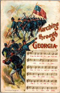 Vtg 1908 Soldiers Marching Through Georgia Civil War Patriotic Song Postcard