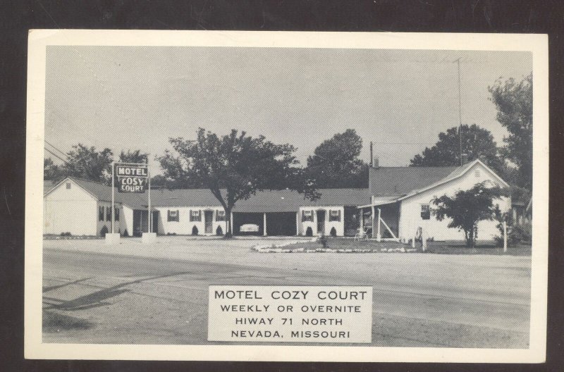 NEVADA MISSOURI MOTEL COZY COURT VINTAGE ROADSIDE ADVERTISING POSTCARD MO.