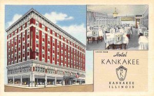 Hotel Kankakee Kankakee Illinois 1940s linen postcard