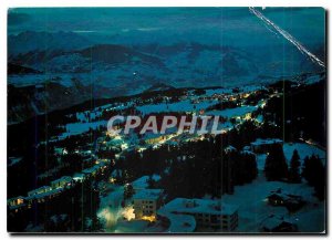 Modern Postcard Night view of Crans Montana